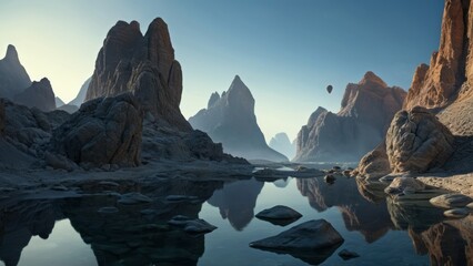 Strange alien landscape with dark atmosphere