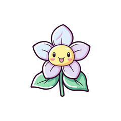 A cartoon flower on a transparent background, cutest sticker illustration, kawaii, highly detailed character design, pastel color, die cut sticker, sticker concept design.	