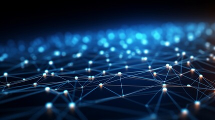 Intricate Network of Connected Nodes with Glowing Points - Concept of Digital Connectivity, Internet of Things, and Cyber Network