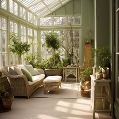 Nature-Inspired Conservatory - Sage Serenity and Green Spaces