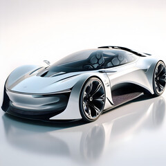 3D Car On White Background Generated With Ai 