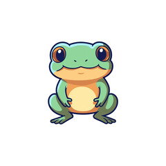 Obraz premium A cartoon frog on a transparent background, cutest sticker illustration, kawaii, highly detailed character design, pastel color, die cut sticker, sticker concept design. 