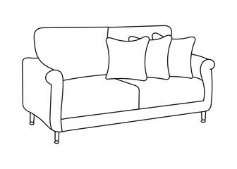 Sofa line Icons. Furniture design. Collection of sofa illustration. Modern furniture set isolated on white background.