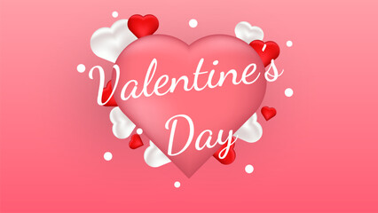 Free photo cute valentines day background with hearts and greeting message