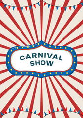 Vintage Carnival Party Poster With simple Illustration of retro and vintage circus poster background
