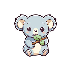 A cartoon koala on a transparent background, cutest sticker illustration, kawaii, highly detailed character design, pastel color, die cut sticker, sticker concept design.	