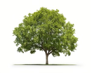 Fototapeta na wymiar single green tree in front of white background