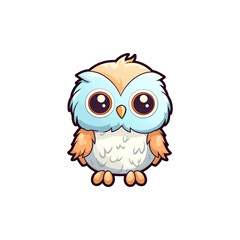 A cartoon owl on a transparent background, cutest sticker illustration, kawaii, highly detailed character design, pastel color, die cut sticker, sticker concept design.	