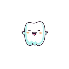 Obraz na płótnie Canvas A cartoon tooth on a transparent background, cutest sticker illustration, highly detailed character design, pastel color, die cut sticker, sticker concept design. 