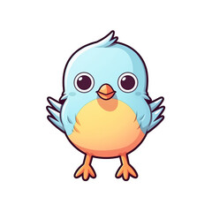 A cartoon bird on a transparent background, cutest sticker illustration, kawaii, highly detailed character design, pastel color, die cut sticker, sticker concept design.	