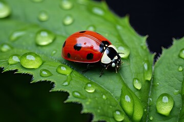 Fototapeta premium Ladybug,Fresh color,daylight,closeup background