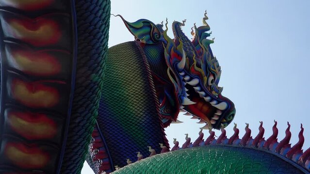 Beautiful Naga statue, Wat Tham Jang, New Landmark, Phetchaburi Province Unseen Thailand