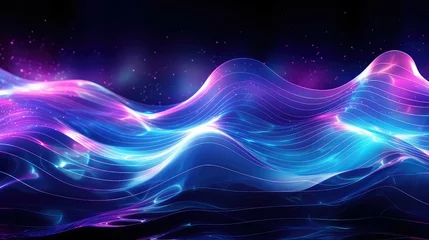 Tuinposter modern wave digital background illustration technology vibrant, motion futuristic, forms lines modern wave digital background © vectorwin