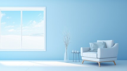 decor blue room background illustration wall light, shade space, furniture cozy decor blue room background