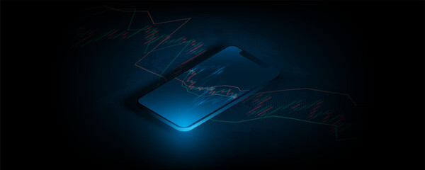 Background images of smartphone technology concepts, website development about finance, investment, stock market in the online world
