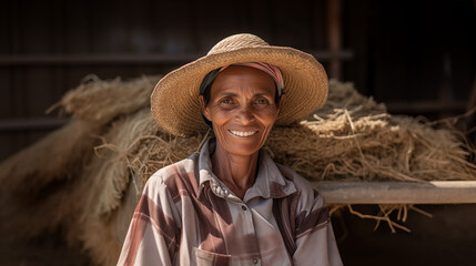 Portrait of a farmer woman smiling