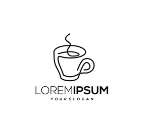 Coffee Cup Icon, Hand Drawn, Single Line Logo