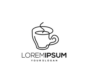 Coffee Cup Icon, Hand Drawn, Single Line Logo