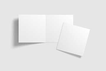 Square Bifold Brochure Mockup 3d Rendering