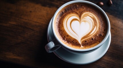 Coffee cup with heart shaped foam