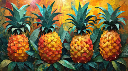 Pineapple Cubism: Tropical Gold Adventure