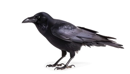 Obraz premium Side view of a Carrion Crow, Corvus corone, isolated on white