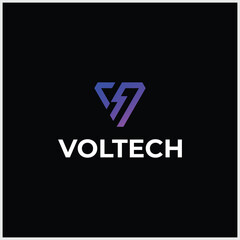 letter v and electricity logo with a modern minimalist concept