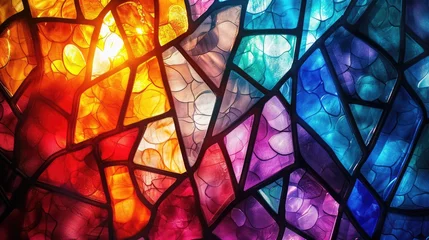 Poster Coloré Stained glass window background with colorful abstract.