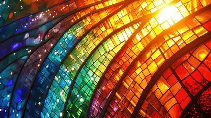 Store enrouleur Coloré Stained glass window background with colorful abstract.