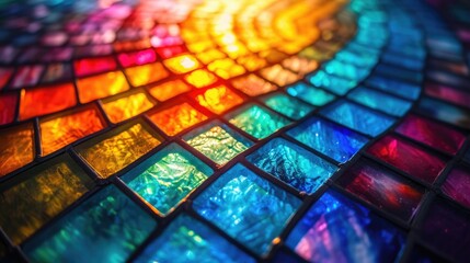 Stained glass window background with colorful abstract. - obrazy, fototapety, plakaty