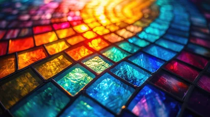 Poster Coloré Stained glass window background with colorful abstract.