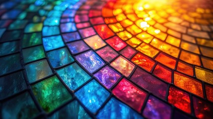 Stained glass window background with colorful abstract.