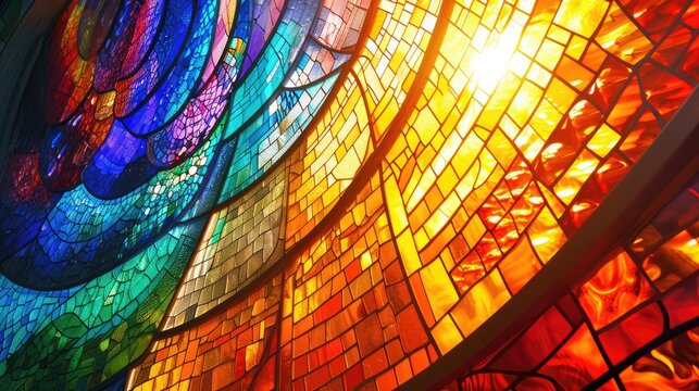 Stained glass window background with colorful abstract. - Powered by Adobe