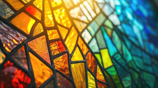 Stained glass window background with colorful abstract.