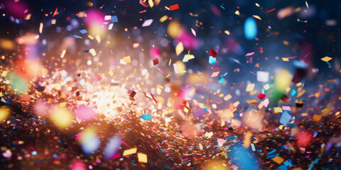 Colorful Confetti Celebration Bokeh celebration and colorful confetti party abstract background.