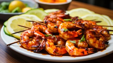 Skewered shrimp with citrus marinade, tangy burst