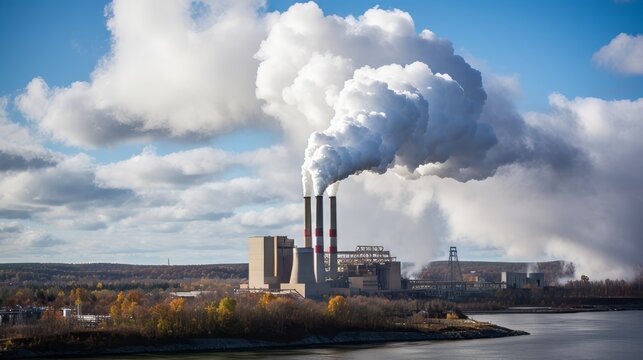 Smoke billowing from coal fired power plant