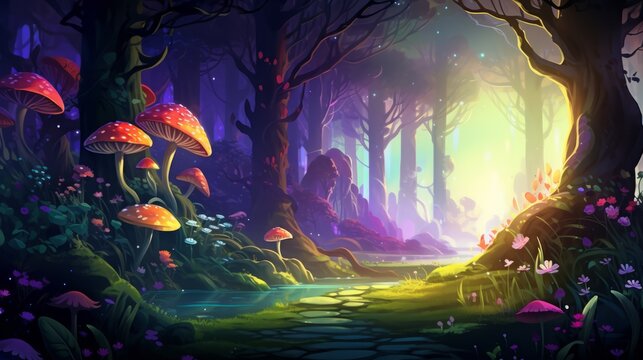 Illustration of a magical forest