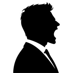 minimal Angry business man vector silhouette, black color silhouette
