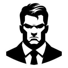minimal Angry business man vector silhouette, black color silhouette