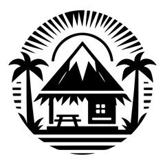 minimal hut icon vector silhouette, a hut icon black color silhouette