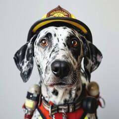 Dalmatian firefighter mascot Brave Dalmatian Firefighter Portrait - A Mascot for Fire Safety Awareness