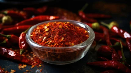 Stickers pour porte Piments forts Spicy food seasoning ingredient cooking powder paprika spice red hot pepper chili