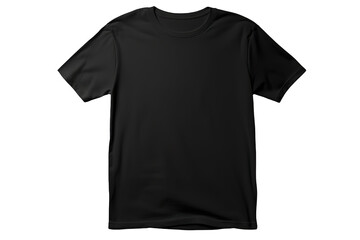 Black T-shirt mockup basic tees fabric isolated on a Transparent background. Generative AI
