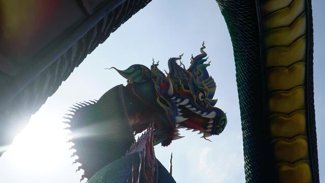 King of Nagas with Buddha statue Beautiful Naga statue, Wat Tham Jang, New Landmark, Phetchaburi Province Unseen Thailand