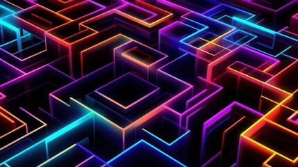 Abstract futuristic background, digital technology electronic maze background, Generative AI