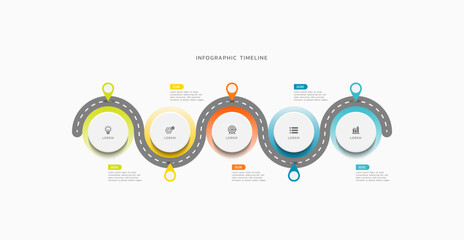 Steps infographics timeline business colorful elements design