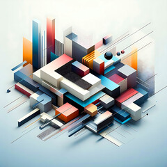 Abstract Wallpaper With Different Shapes With Empty Space- Generative AI