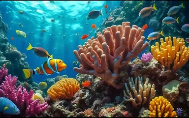 Fototapeten Underwater coral reef and fish, Generative AI © Design planet1001