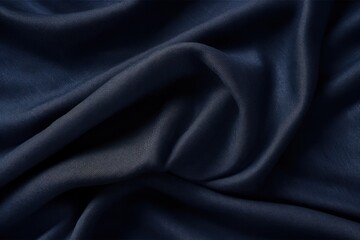 Fototapeta premium Dark blue satin, linen textiles, jeans fabric curves wave lines background texture for web design , banner , business concept. Generative AI